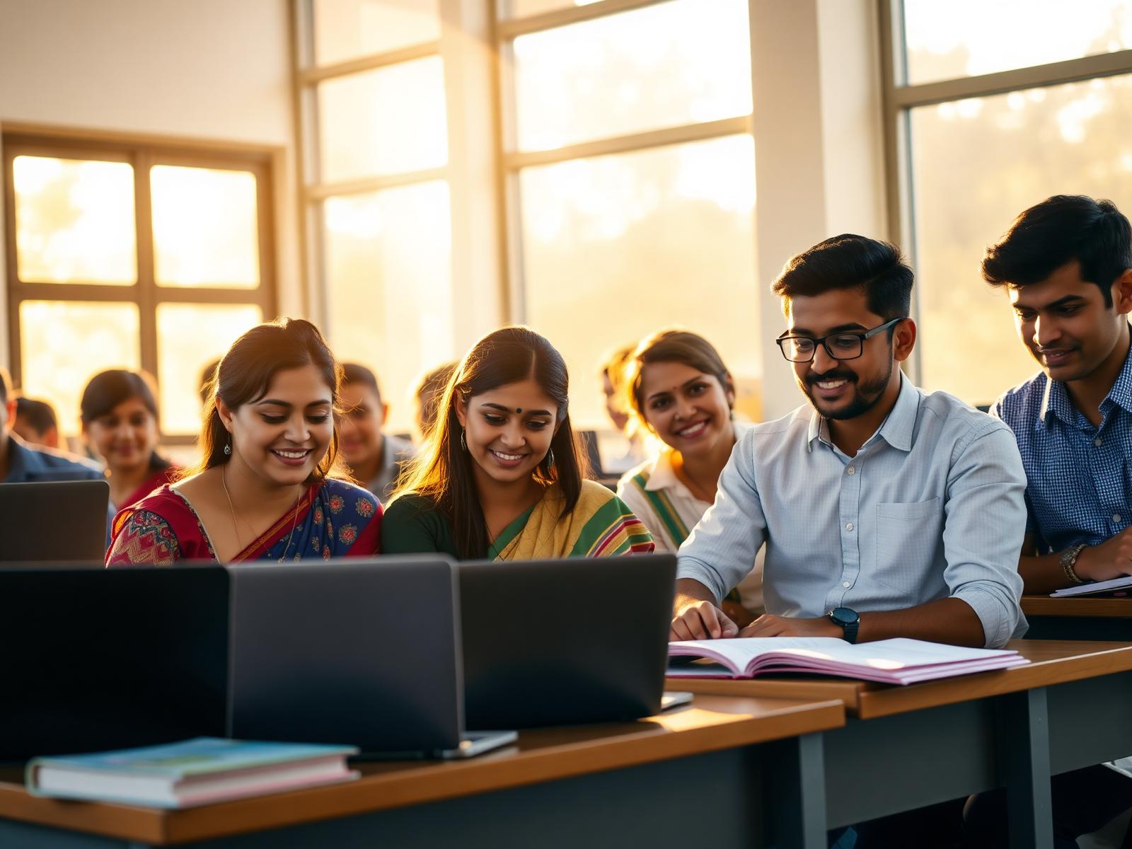 Students in a modern classroom